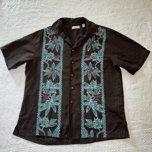 Men’s Caribbean Button Up Size Large Tropical Vacation Faded Brown Vintage
